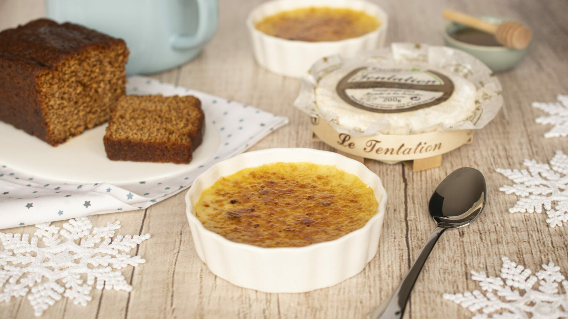 Crème brûlée au Tentation de Saint-Félicien et pain d’épices